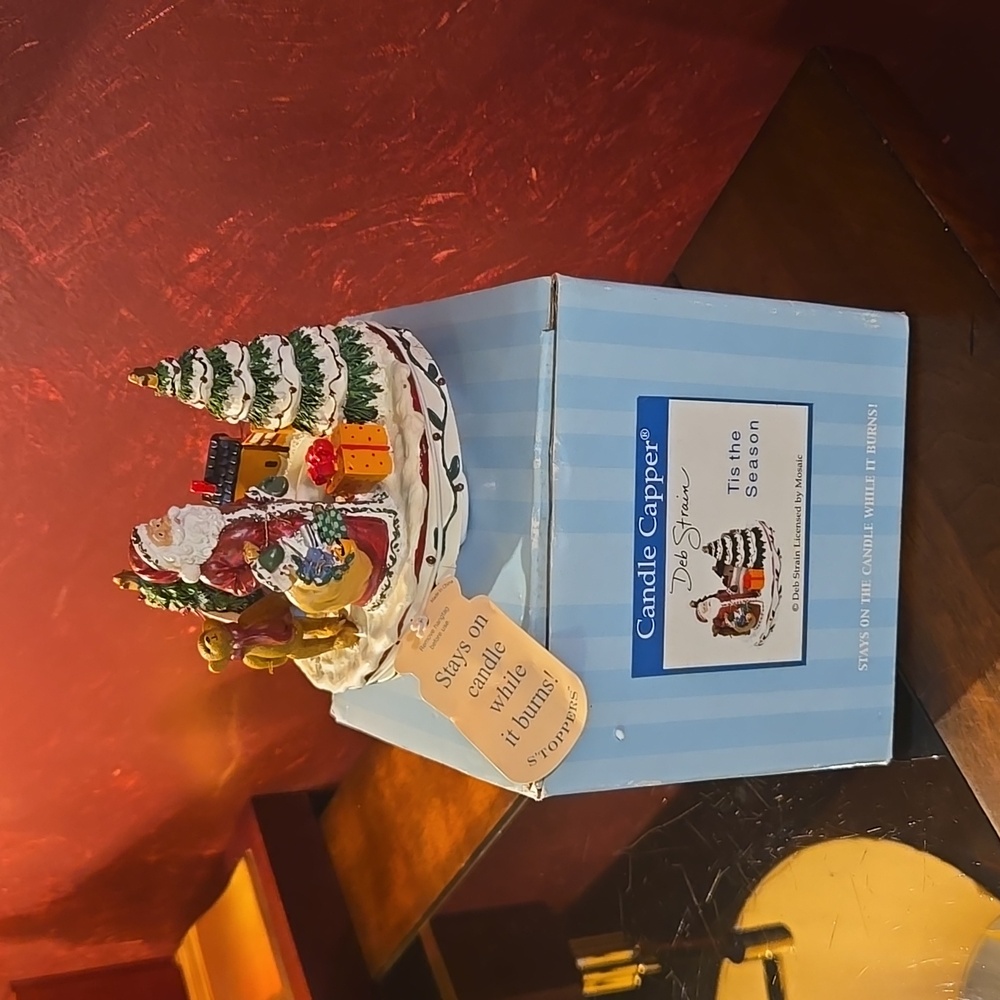 Old Virginia Candle Co Candle Capper Deb Strain Celebrate Santa Christmas  NWB